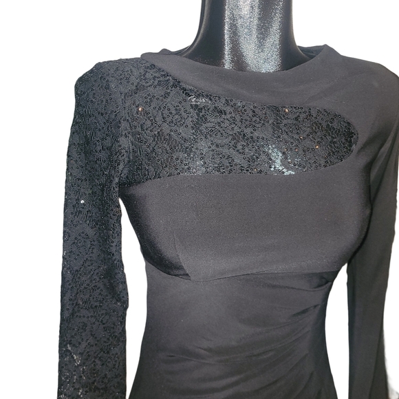 Jessica Black Long Sleeve Whimsgoth Dress with Lace Detailed Cutout Size 4 - Picture 3 of 6